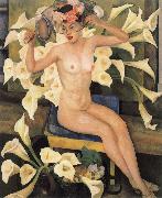 Diego Rivera Nude and flower oil